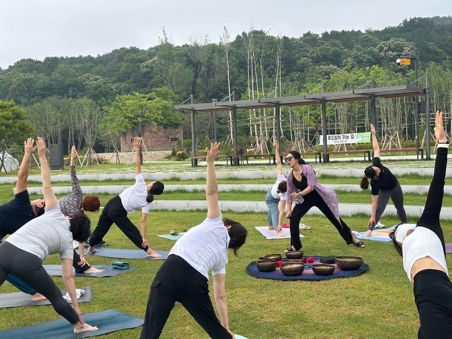 함께 호흡하며 움직이는 야외 요가